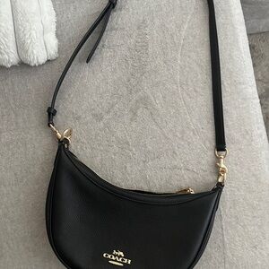 Coach Black Leather Crescent Shoulder Bag